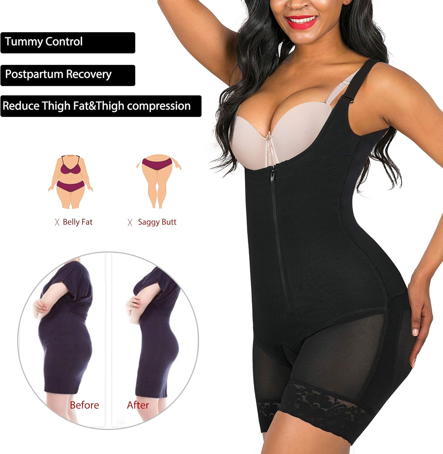 SHAPERX Shapewear for Women Tummy Control Fajas Full Body Shaper Butt Lifter Thigh Slimmer Shorts at  Women’s Clothing store