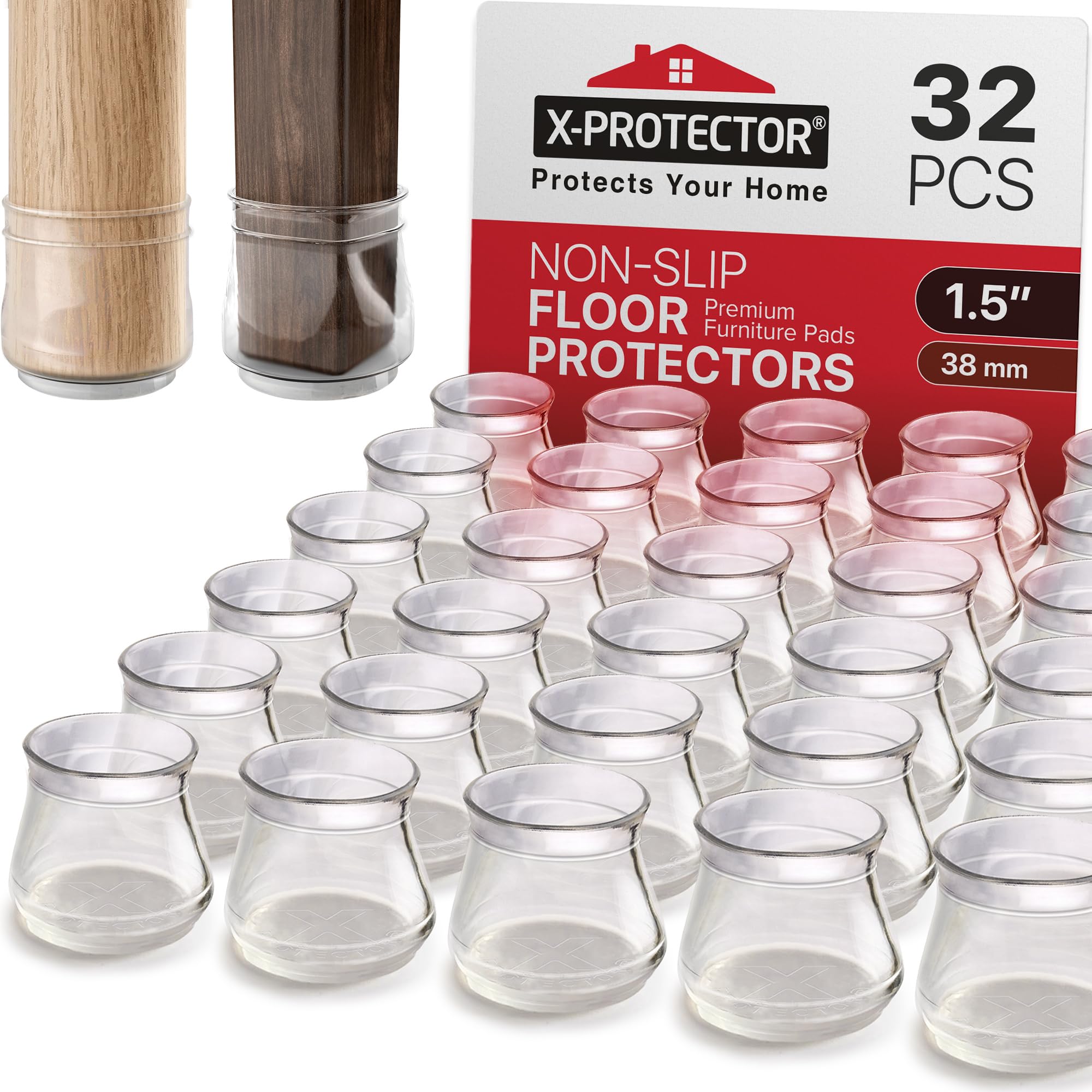 Photo 1 of ***PARTIAL SET***
X-Protector Silicone Chair Leg Floor Protectors with Non-Slip Furniture Pads - 15 PCS 1.3" - 2" - Anti-Slip Chair Leg Covers - Non-Skid Furniture Leg Caps - Furniture Pads for Hardwood Floors!