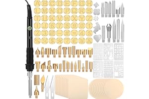 Lothee 136 Pieces Wood Burning Kit Wood Burning Tools Set Wood Burner Tips Adjustable Temperature Pen Stencils with Wood Chips for Wood Burner DIY Embossing Carving Crafts