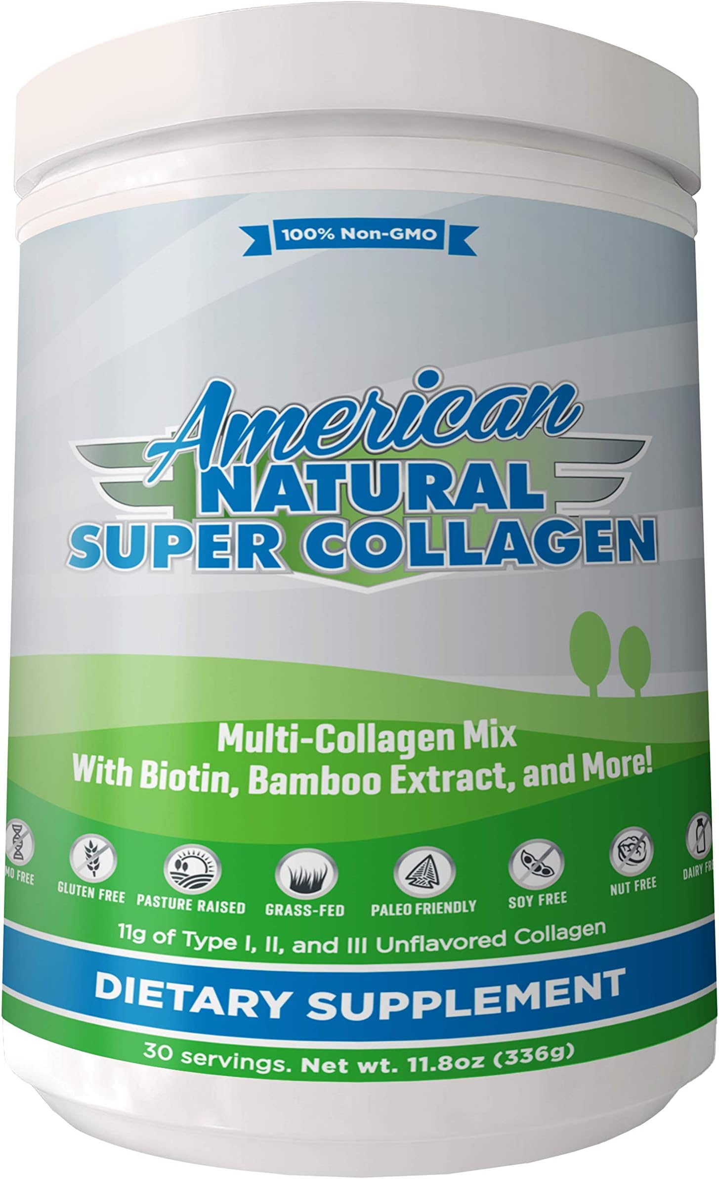 Healthy Living Association Collagen Powder: 3 Types of Collagen Peptides for Joint Pain, Healthy Skin and Nails, Weight Loss, High-Protein, Biotin, Grass-Fed Beef, Natural, Unflavored (11oz.)