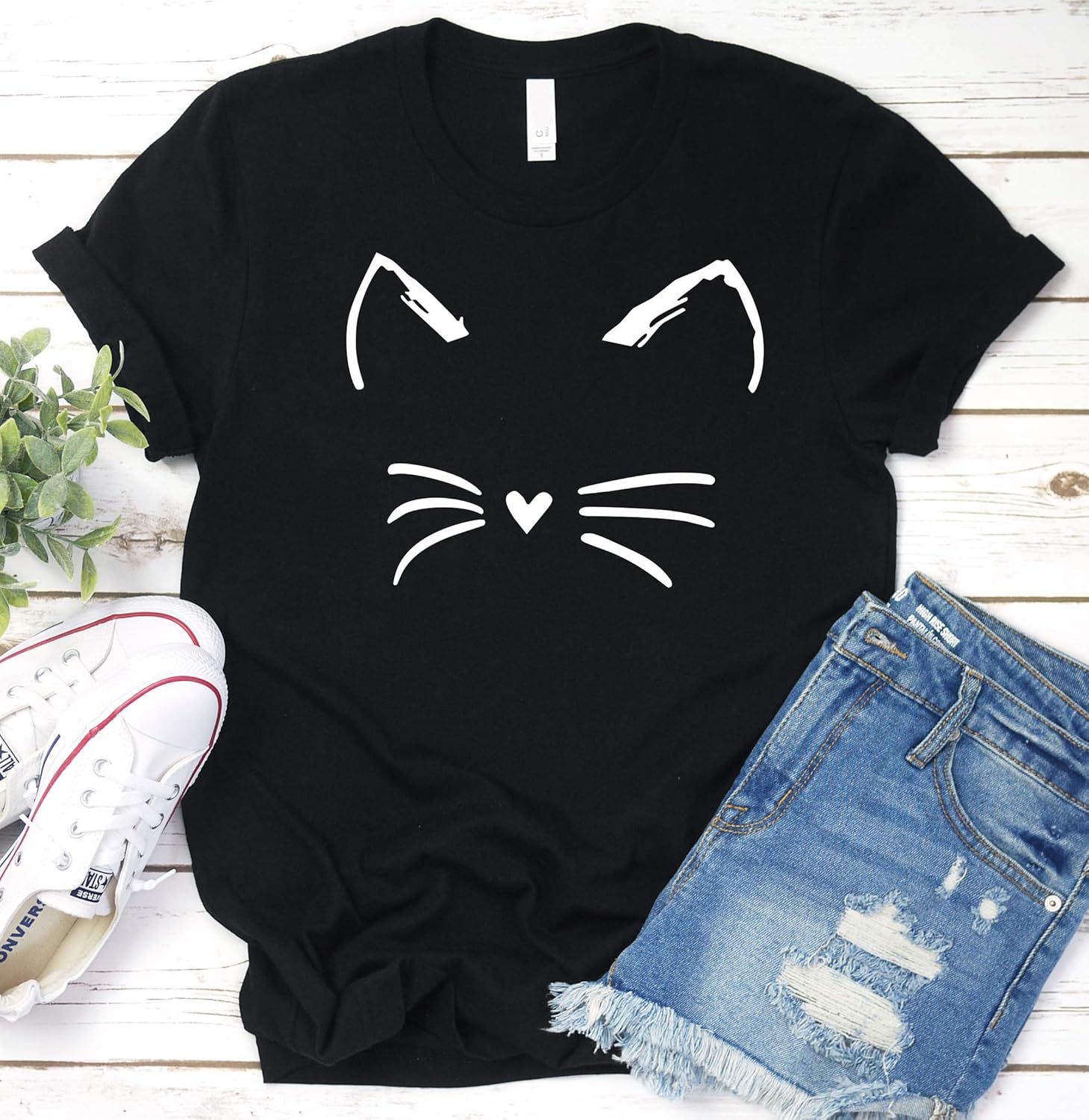 Cat Girl Shirt Meow T Shirt Gift Idea Short Sleeve Stellanovelty