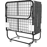 Foxemart Folding Bed with Mattress Portable Foldable Guest Beds Cot Size Rollaway Beds for Adults with Luxurious Memory 5 Inch Foam Mattress and Super Sturdy Frame, 75 x 31 Inch