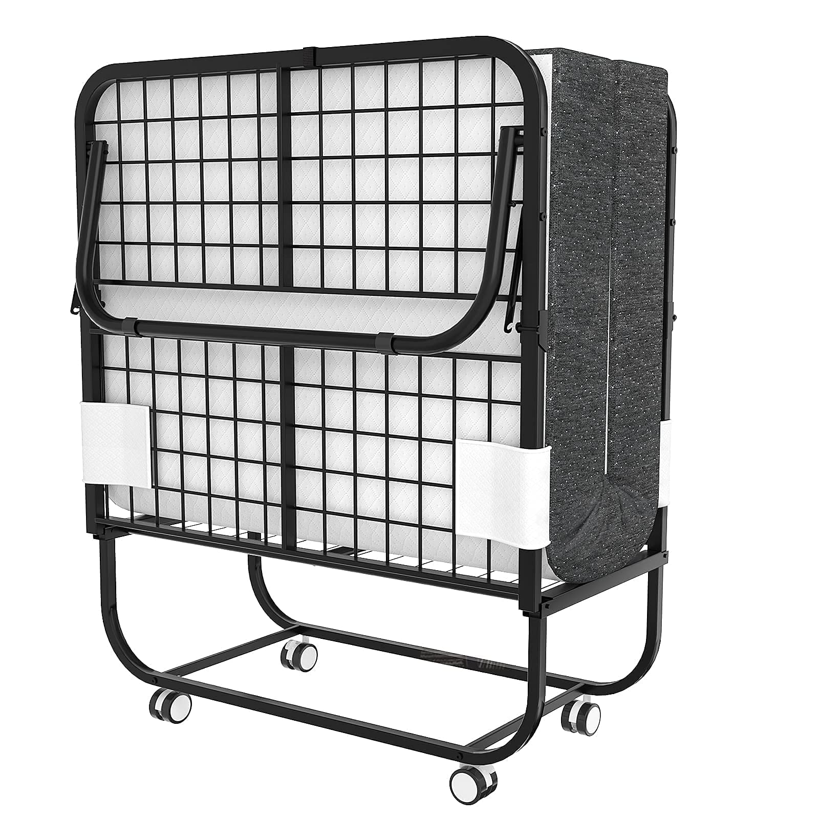 Photo 1 of Foxemart Folding Bed with Mattress Portable Foldable Guest Beds Cot Size Rollaway Beds for Adults with Luxurious Memory 5 Inch Foam Mattress and Super Sturdy Frame, 75 x 31 Inch