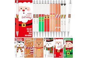 12 Sets Christmas Pens Gifts Bulk Include Glitter Christmas Pens with Inspirational Cards Xmas Gifts for Coworkers Employee S