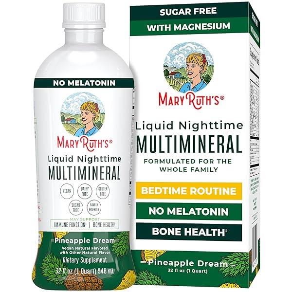 MARYRUTH ORGANICS LIQUID NIGHTTIME MULTIMINERAL | NO MELATONIN | MAGNESIUM CITRATE | CALCIUM | ZINC | VITAMIN D3| AVAILABLE IN 4 FLAVORS | VEGAN | SUGAR FREE | GLUTEN FREE | 32 OZ