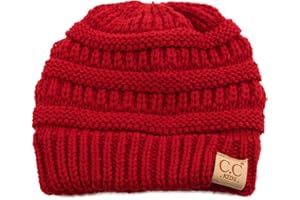 SK HAT SHOP Kids Ages 2-7 Warm Chunky Thick Stretchy Knit Slouch Beanie Skull Hat Red