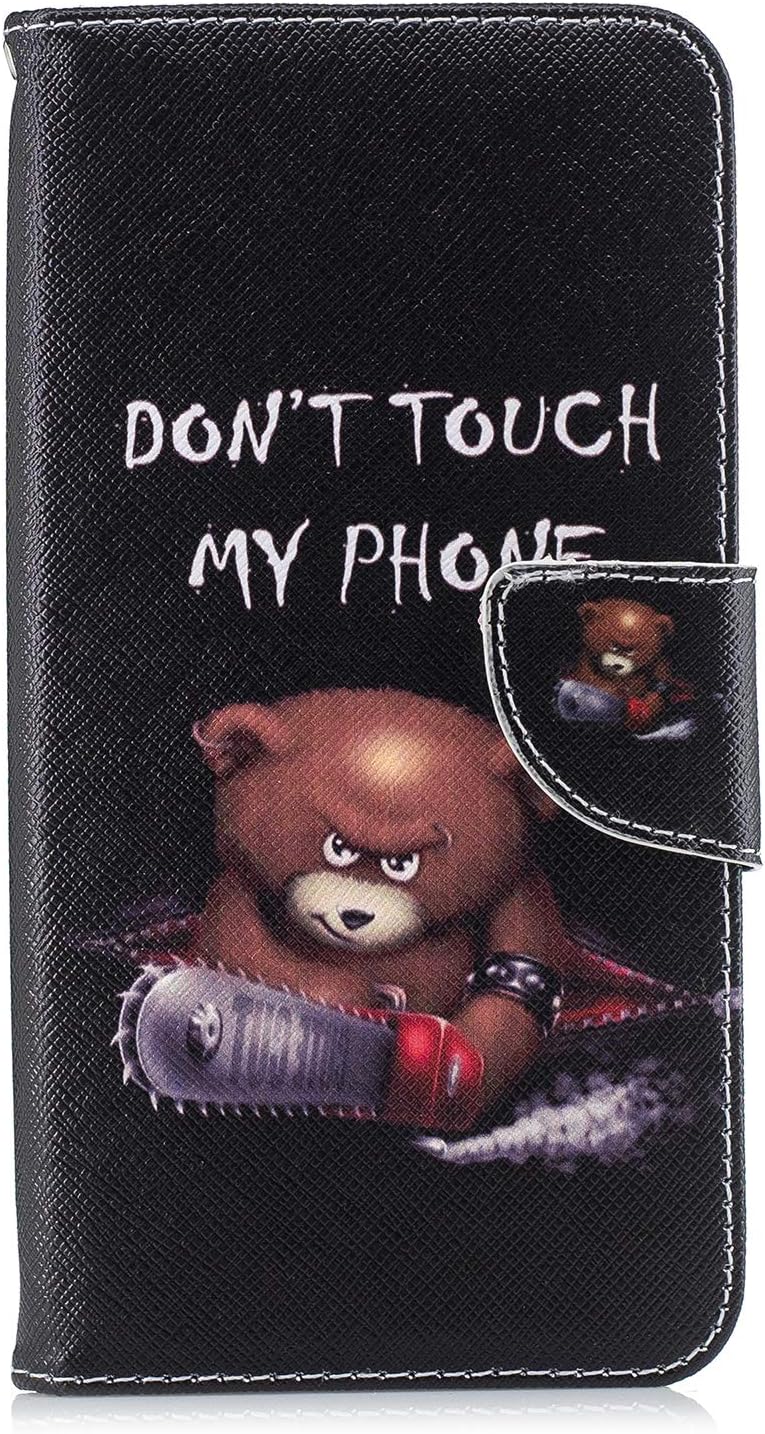 Thoankj Samsung Galaxy A71 Case Shockproof Slim PU Leather Flip Pouch Wallet Phone Silicone Cover with Magnetic Stand Card Holder Slot Protective Smartphone Cases for Samsung Galaxy A71 Chainsaw Bear
