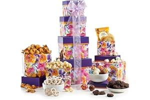 Broadway Basketeers Gift Basket Tower Snack Gifts for Women, Men, Families, College – Delivery for Birthday, Appreciation, Thank You, Get Well Soon Care Package