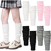Ramede 4 Pairs Winter Leg Warmers for Girls Kawaii Y2k Japanese Loose Knitted Leg Warmers Wool Women Lolita Socks Cover