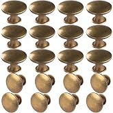 HUGOLEM 6 Pack Antique Brass Kitchen Cabinet Knobs Round Drawer Pulls | antique brass knobs for kitchen cabinets, dressers, bathroom doors. Includes 3 screw lengths, 6 sets each.