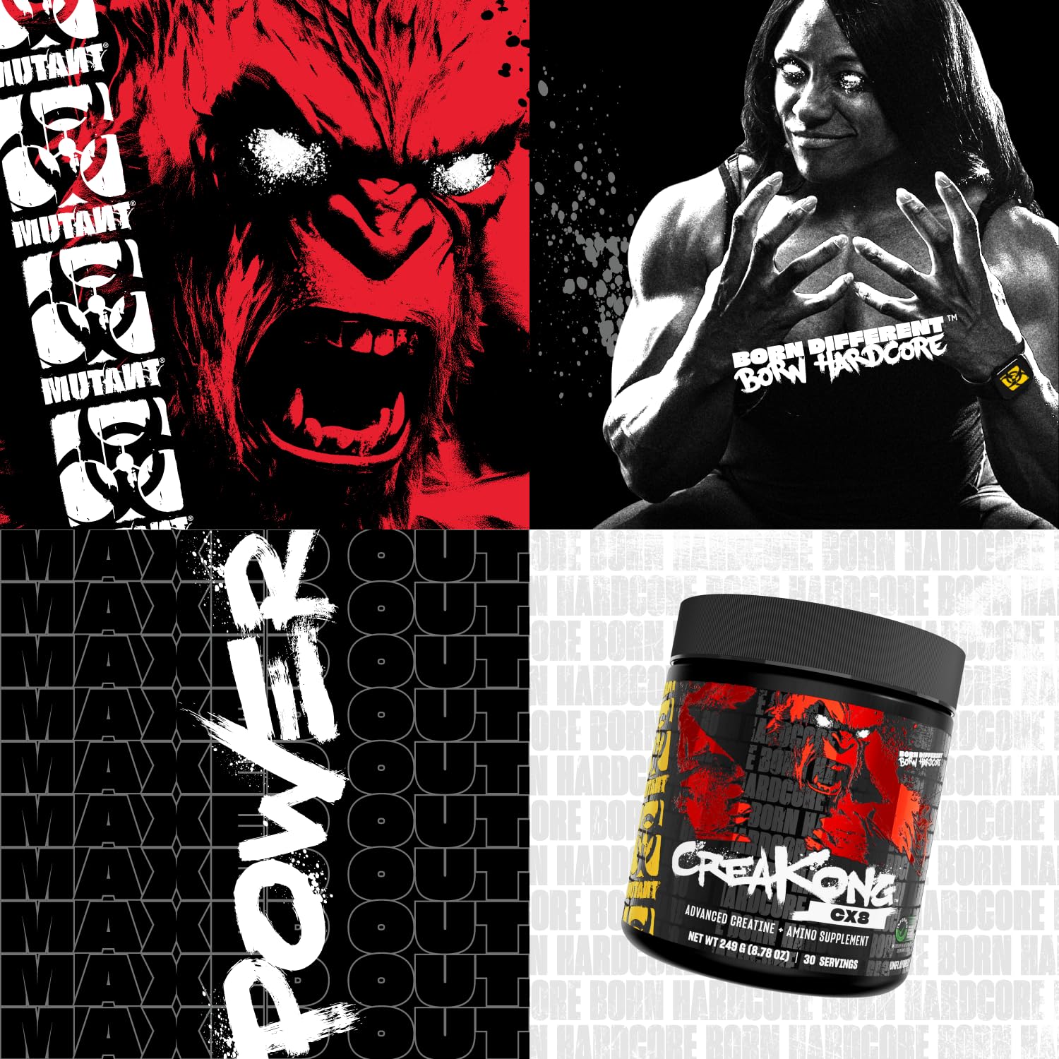 Mutant CREAKONG CX8 – Advanced Creatine + Amino Supplement with 4g Triple Creatine Blend, 4g Amino Blend (BCAAs & Taurine) for Muscle Growth & Performance – Unflavoured, 249g (30 Servings)