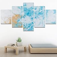 SIGNWIN 5 Panel Canvas Wall Art Modern Art Abstract Brushstroke Closeup Digital Art Minimalism Minimalist Multicolor Pastel for Home Decorations Ready to Hang - 60
