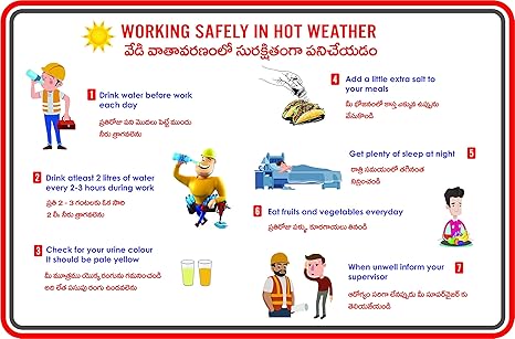 Heat Precaution Poster English Telugu Sixe 24 Inches X 36 Inches Amazon In Industrial Scientific