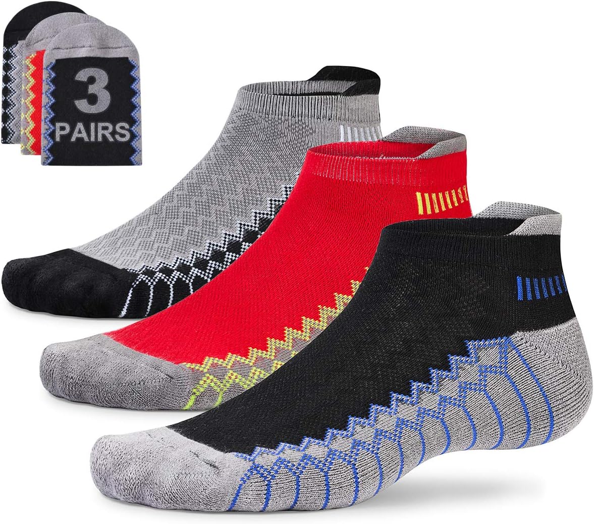 Mens Tab Cushioned Running Socks Low Cut Cushion Jogging Socks Ankle