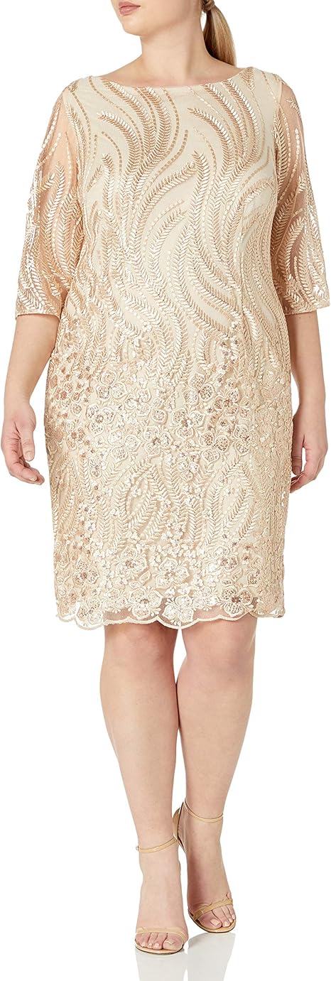 champagne sequin shift dress