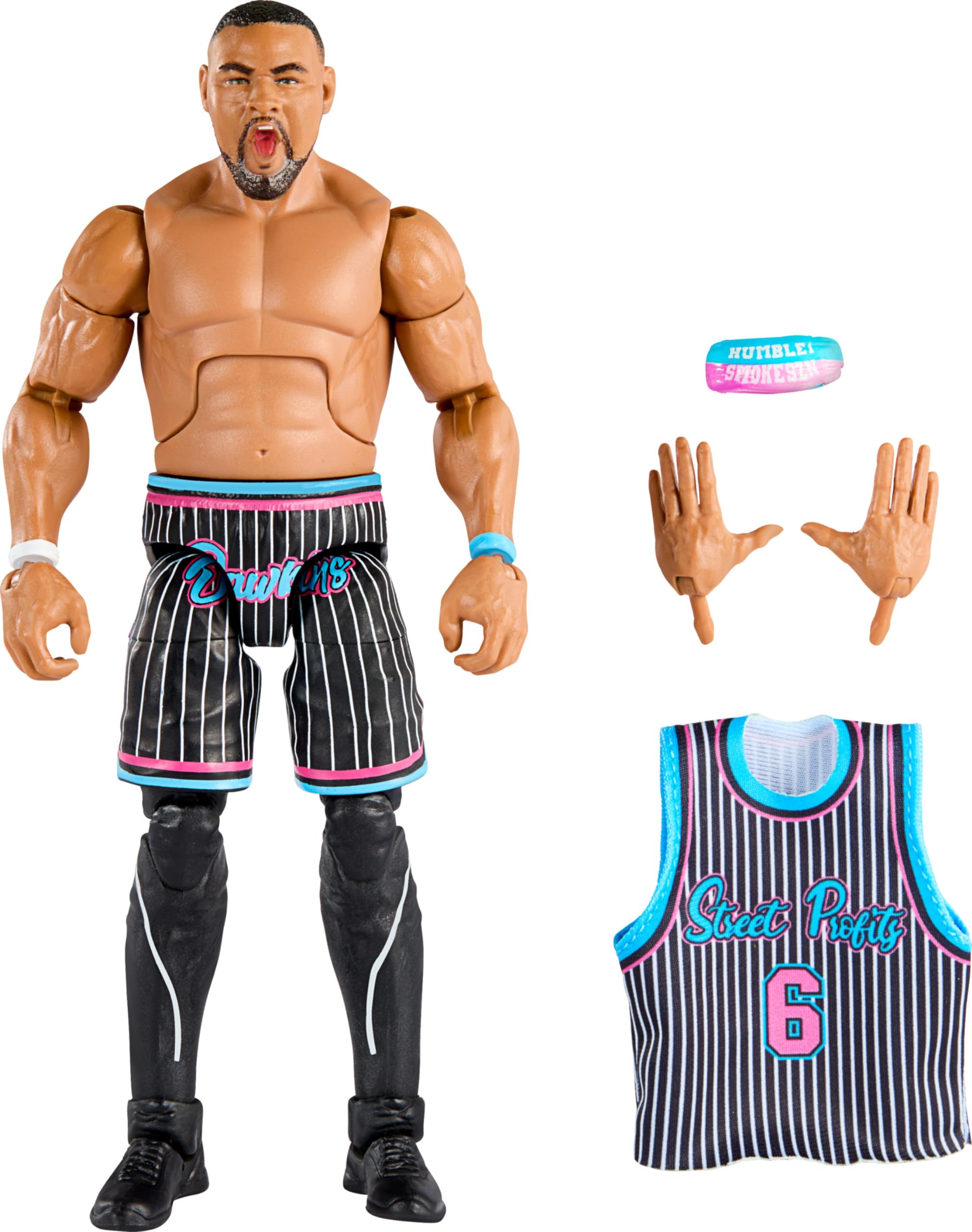 Mattel WWE Elite Collection Action Figure & Accessories, Series #103 Angelo Dawkins 6-inch Collectible with 25 Articulation Points & Swappable Hands