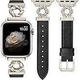 Wearlizer Leather Band Compatible with Apple Watch Bands Women 38/40/41/42/44/45/46/49mm, Dressy Fancy Camellia Flowers Buckle Strap for iWatch iWatch Series 11 10 9 8 7 6 5 4 3 SE/Ultra 3 2 1