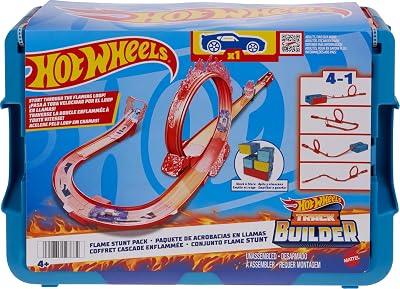 Hot Wheels Track Builder Flame Stunt Pack 16 Parts 1:64 Scale Vehicle HMC04