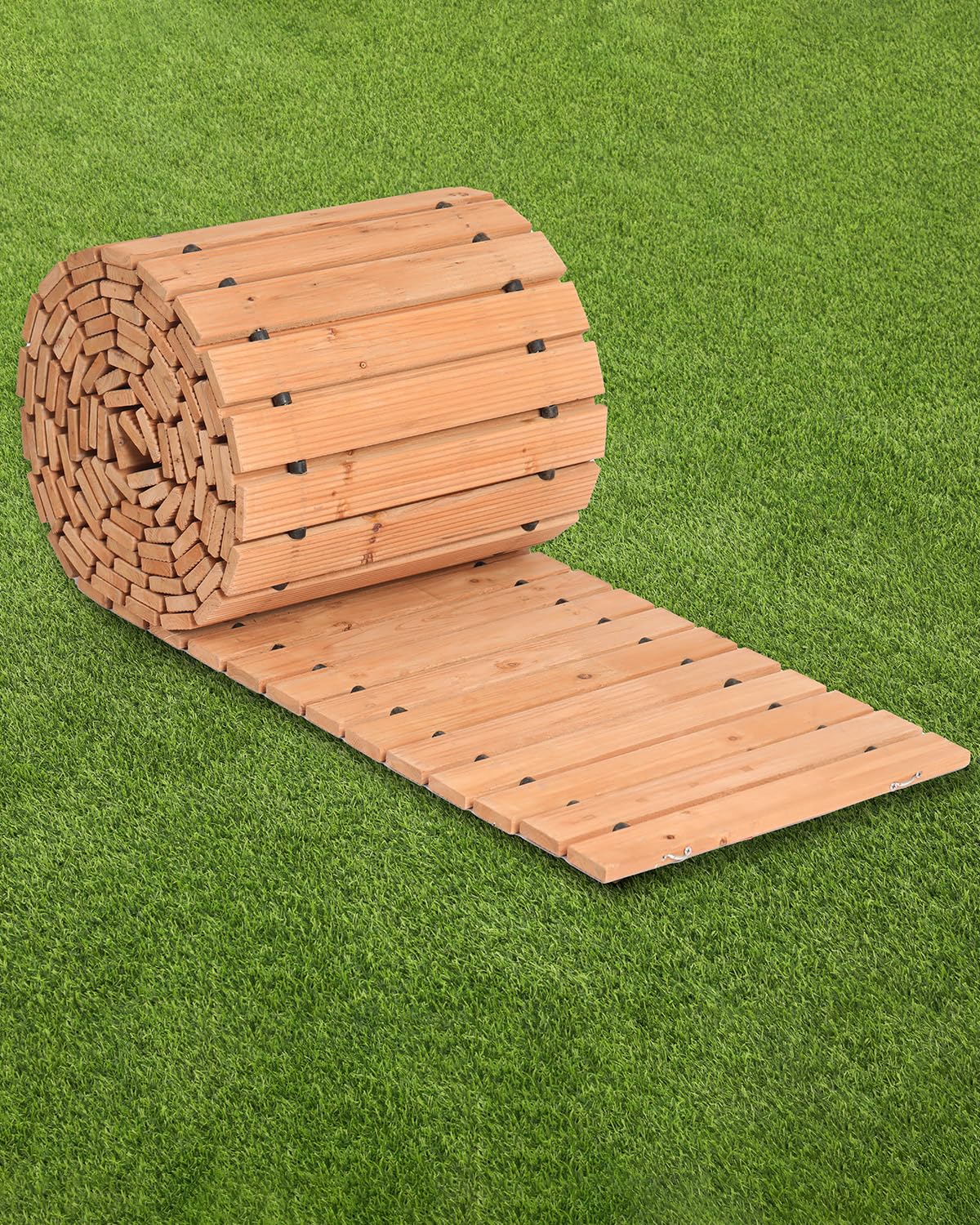 VEVOR Wooden Garden Pathway, 24 ft L x 17 in W, Non-Slip Straight Garden Walkway, Roll Out Cedar Outdoor Walkway Path with Wire Rope Connection, Decorative Paver for Backyard Wedding Party