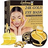24k Gold Under Eye Patches, 60 Pcs Hydrogel Eye Mask Skincare with Collagen and Hyaluronic Acid for Puffiness, Dark Circles and Fine Lines, Cooling Under Eye Mask for Women and Men