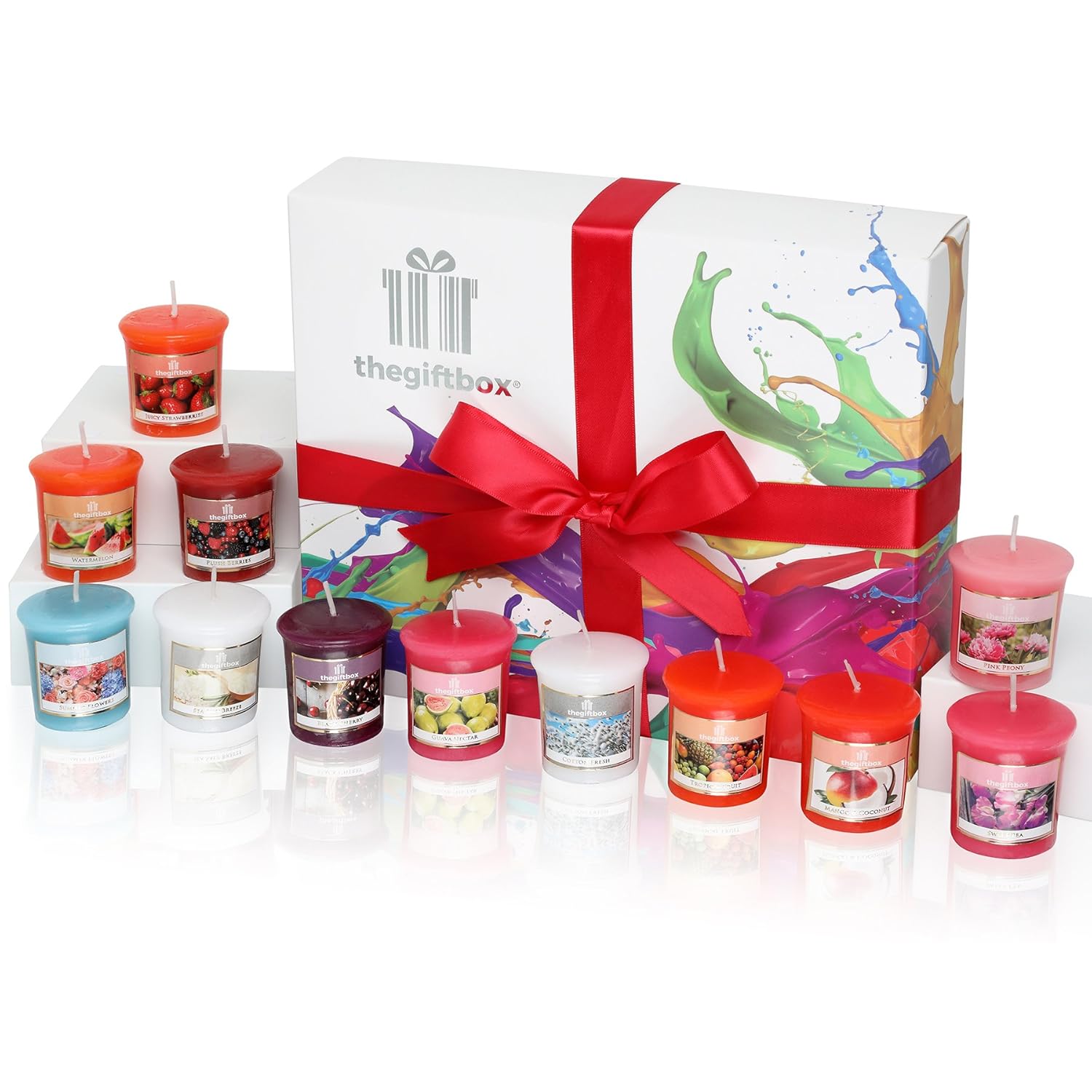 Sweetfluff Luxury Candle Gift Set with 12 Scented Wax Candles. Scented