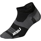 2XU Unisex Vectr Ultralight No Show Compression Socks - Provides Advanced Support for Running - Black/Titanium - Size Large (US Men's Size 10-12.5, Women's Size 11-14)