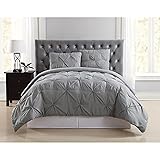 TRULY SOFT Pleated Duvet Set Grey Polyester 3-Piece