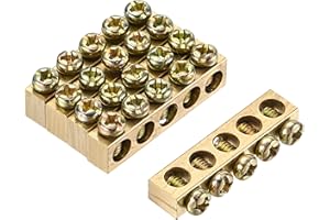 MECCANIXITY Terminal Ground Bar Screw Block Barrier Brass 5 Positions 33.3mmx5.5mmx7.5mm for Electrical Distribution 5 Pcs