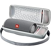 Hard Travel Case for JBL Charge 4/ Charge 5 Waterproof Bluetooth Speaker. Carrying Storage Bag Fits Charger and USB Cable - Grey+Inside Grey (Case Only)