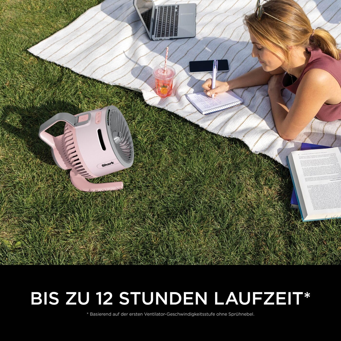 Shark FlexBreeze HydroGo Starker Ventilator mit Sprühnebel, Kühlung für drinnen & draußen, leise & langlebig, kabelgebunden & kabellos, kompakt & leicht, 5 Geschwindigkeiten, Quartz FA050EUPK 8
