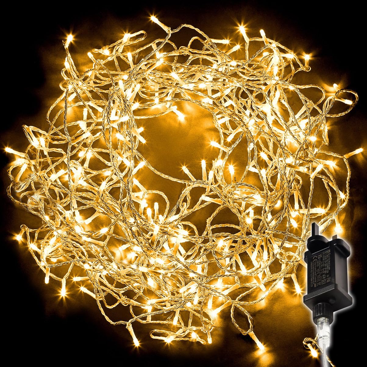 NETTA Christmas Tree Lights 1000 LED 50m Lit Length Warm White with Clear Cable - Fairy String Party Lights Plug in with Memory Functions, 5cm Bulb Distance - Suitable for Outdoor/Indoor Use