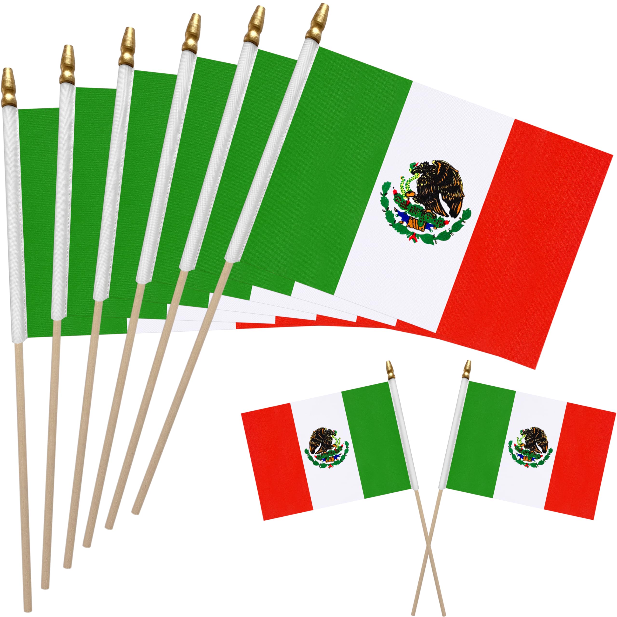 Photo 1 of WEITBF 12 Pack 8×12 Inch Mexico Flags Small Mexican Flags on Stick Mini Handheld Flag Outdoor Decorations