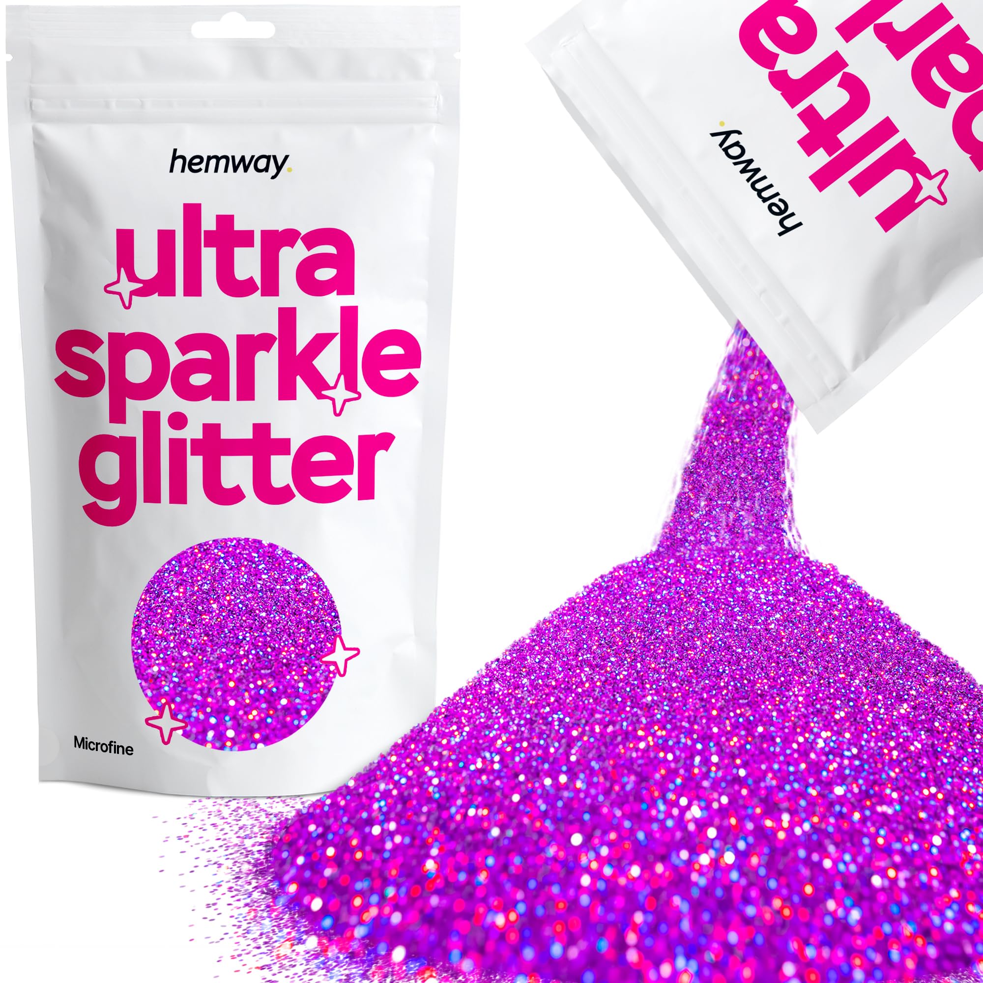 Hemway Ultra Sparkle Glitter Purple Holographic 100g Microfine | Glitter for Arts & Craft, Makeup, Nail Art, Crafting, Card Making, Sparkle Decoration