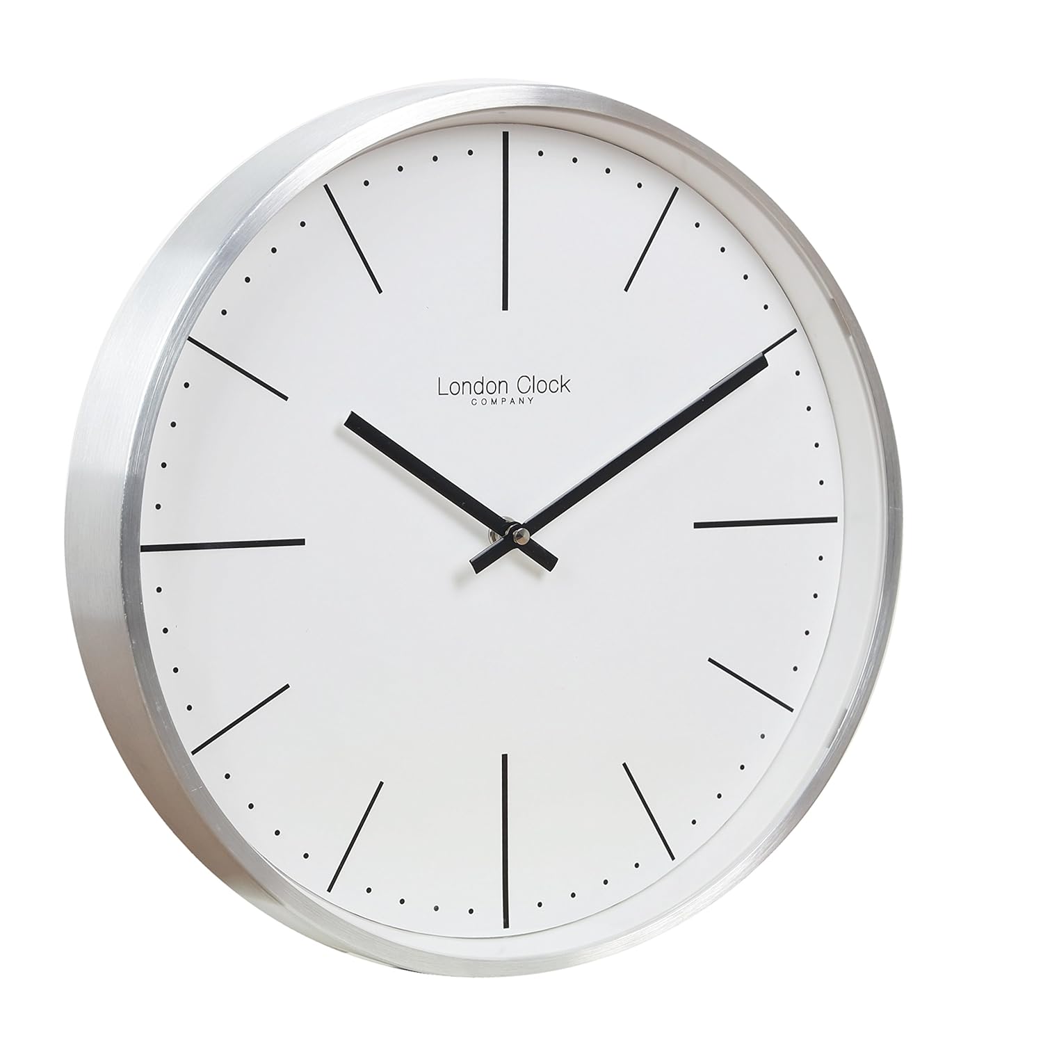London Clock Silver Chrome Case Wall Clock, 30 x 30 x 4.5cm Amazon.co