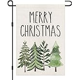 Christmas Tree Garden Flags 12x18 Double Sided Burlap, Winter Welcome Xmas Sign Small Flag Merry Christmas Party Yard Farmhouse Outdoor Decorations DF607