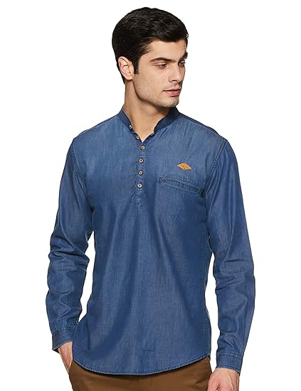Men's Cotton Indo Western Kurta (ICMSF12SC24L31-3517_ Indigo_ XL)