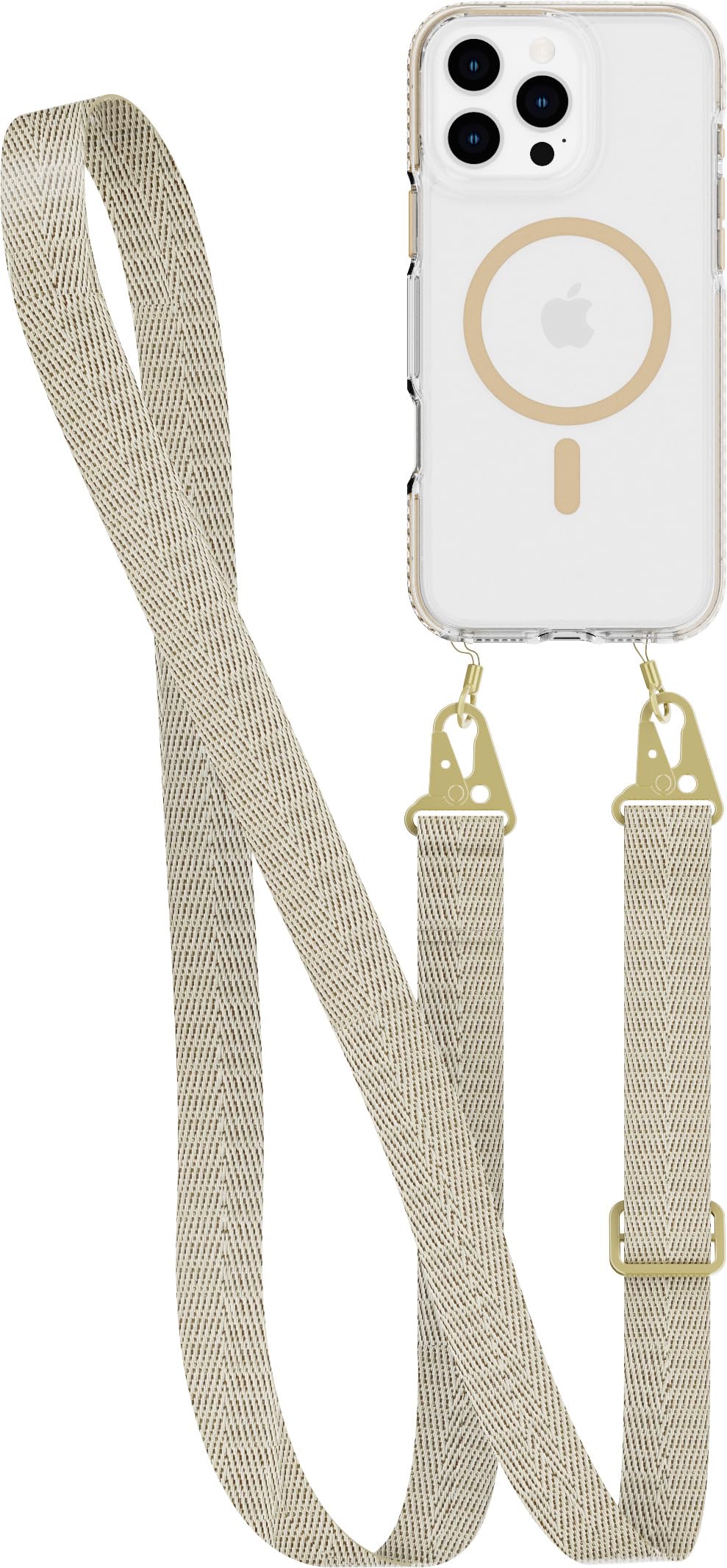 Tech21 EvoCrystal with Crossbody for iPhone 16 Pro Max - Compatible with MagSafe - Impact Protection Case 15x Military Standard Tested - With CrossBody Lanyard -in Gold