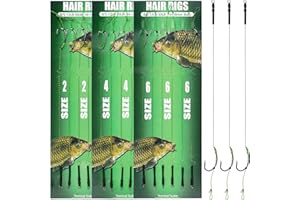 Carp Fishing Hair Rigs Kit, 18pcs Braided Thread Boilie Curved Barbed Carp Hook Braid Thread Line Rolling Swivel Carp Rigs wi