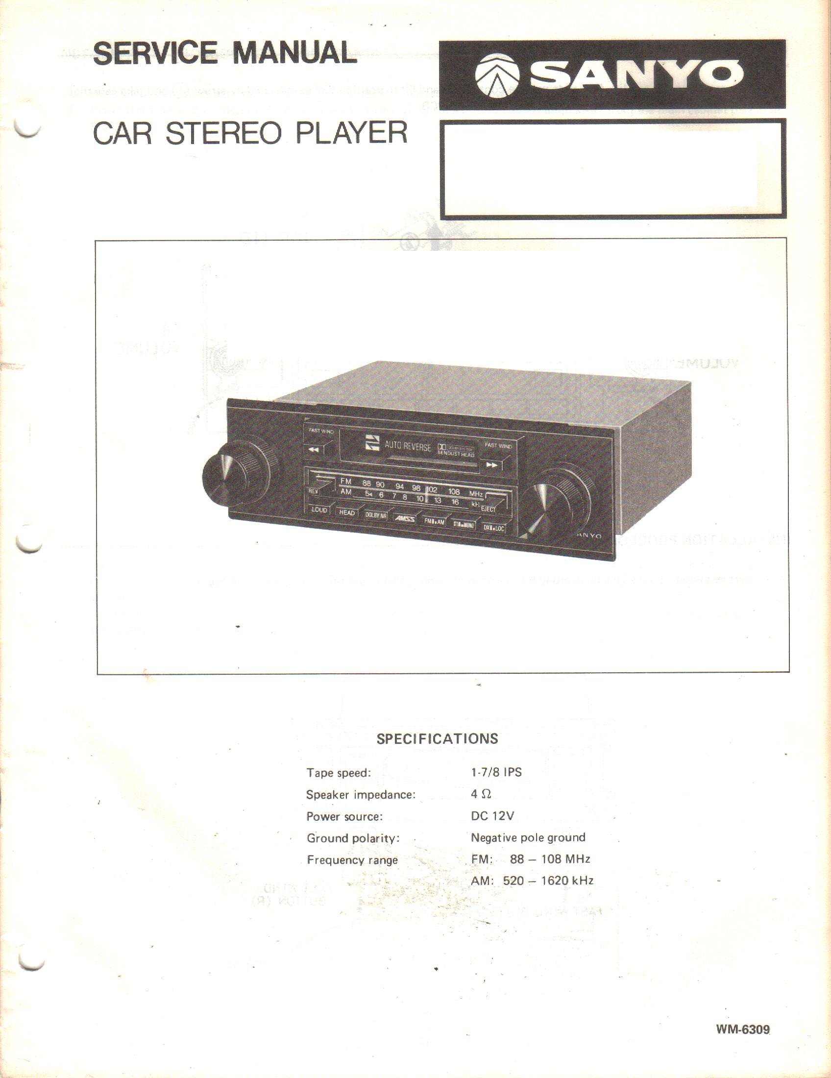 Sanyo FT1490A FT 1490A Car Stereo Player Service Manual: Sanyo: Amazon.com:  Books