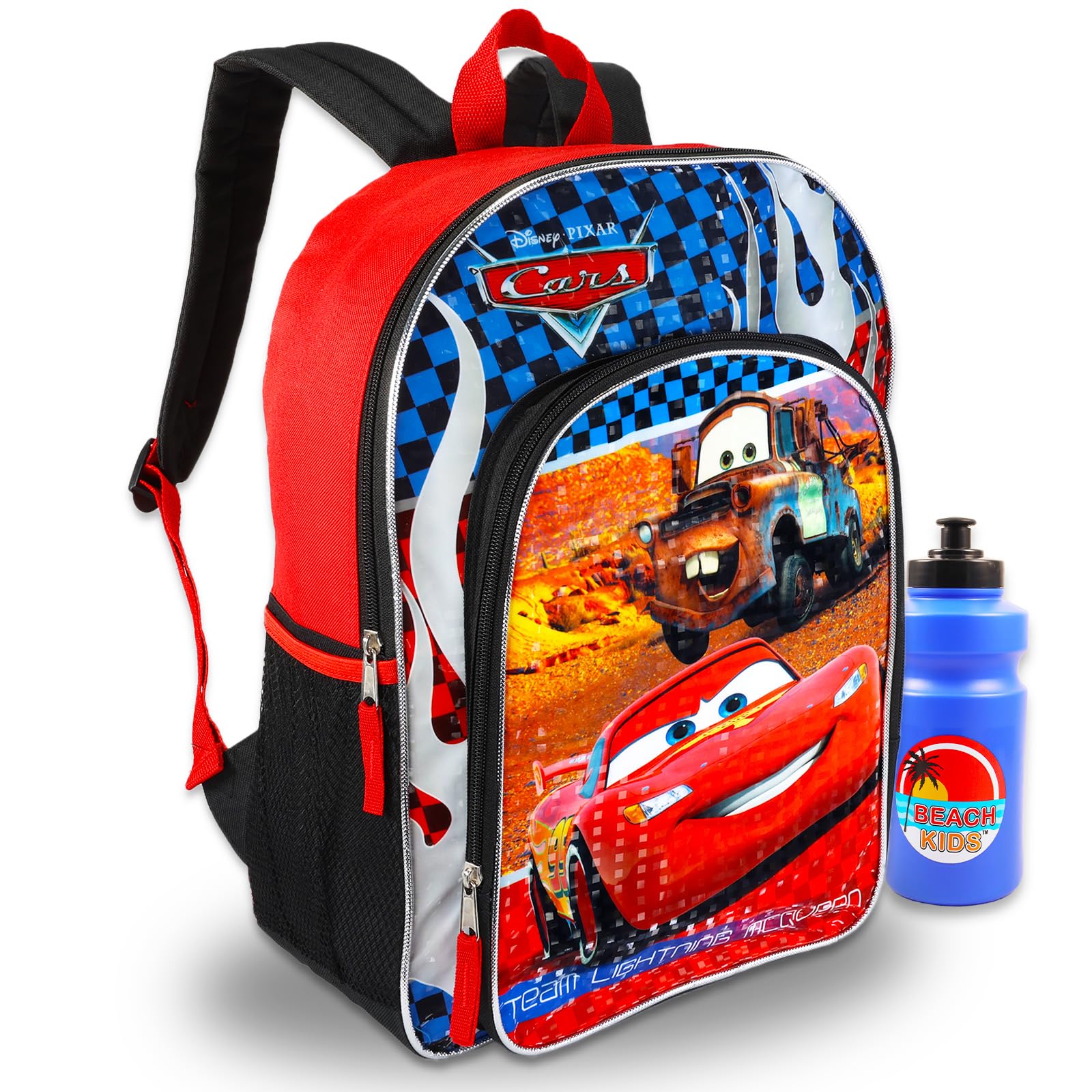 Photo 1 of Disney Cars Backpack for Boys - Bundle with 16" Disney Cars School Bag Plus Water Bottle | Lightning McQueen Backpack for Kids, Boys