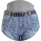 ELABEST Studded Belt Punk Belt Pyramid Waist Belt Gothic Leather Belt Accessories for Women