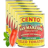 Cento Certified San Marzano Whole Peeled Tomatoes, 28 Oz (Pack of 6), Canned Plum Tomatoes in Thick Puree with Basil, Grown a