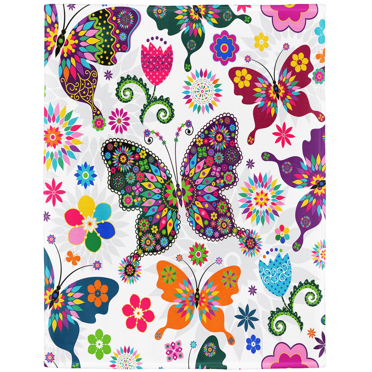 YISUMEI 150x200 cm Blanket Comfort Warmth Soft Cozy Easy Care Machine Wash Colourful Butterfly