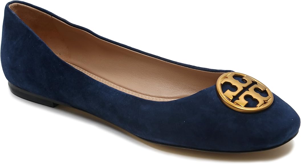 Amazon.com | Tory Burch Chelsea Flat Ballet Shoes Leather (8, Royal Navy) | Flats