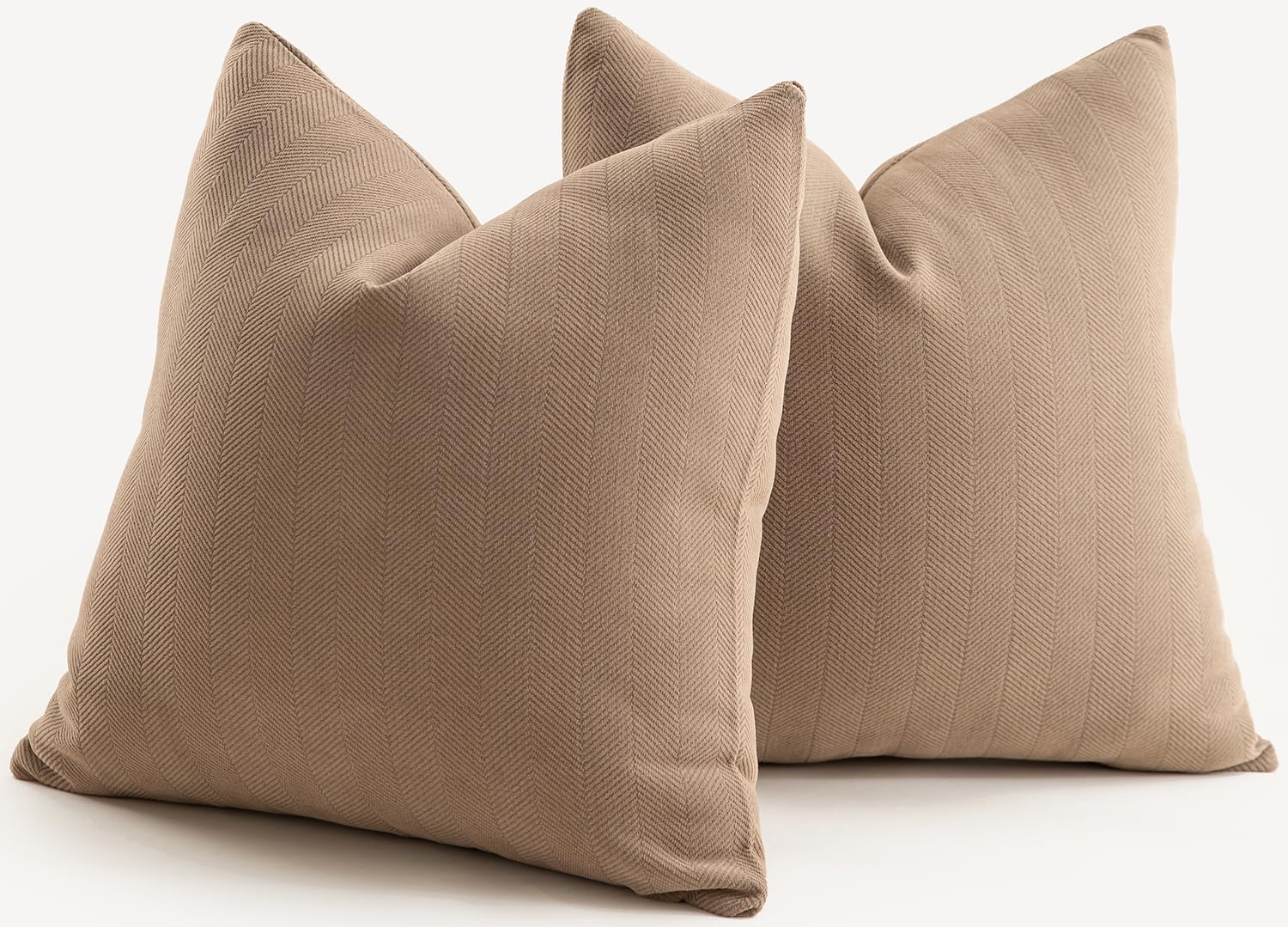 Mandioo Pack of 2 Chenille Cushion Covers Soft Comfortable Durable Throw Pillow Cases for Home Decor Sofa Couch Living Room Bedroom 24 x 24 Inch 60x60 cm Camel