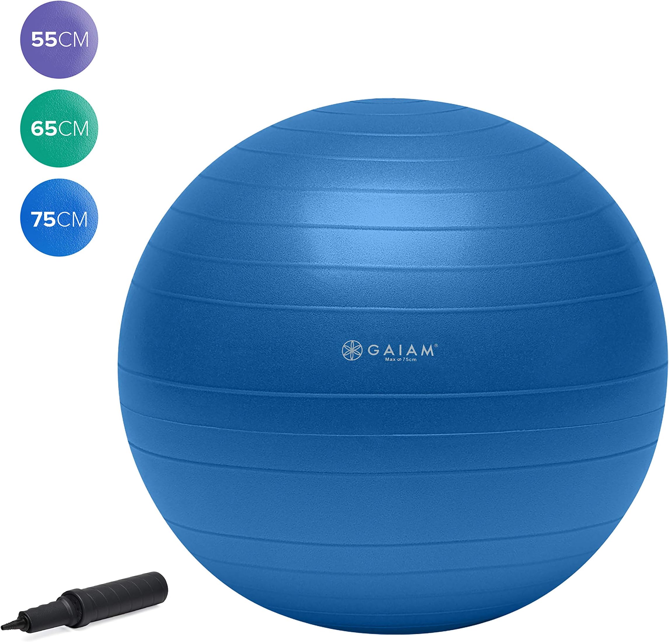 Gaiam Total Body Balance Ball Kit - Includes Anti-Burst Stability Exercise Yoga Ball, Air Pump, Workout Program