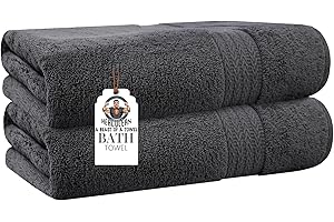 HERCULEAN Oversized Bath Sheet 35 x 75 Pack of 2 | 450 GSM Quick Dry and Highly Absorbent | 100% Cotton Terry Towels for Bathroom - Perfect for Shower - Pool and Spa - Luxury Soft Towels - Light Grey
