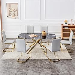 Glass Dining Table for 4 to 6 People with Imitation