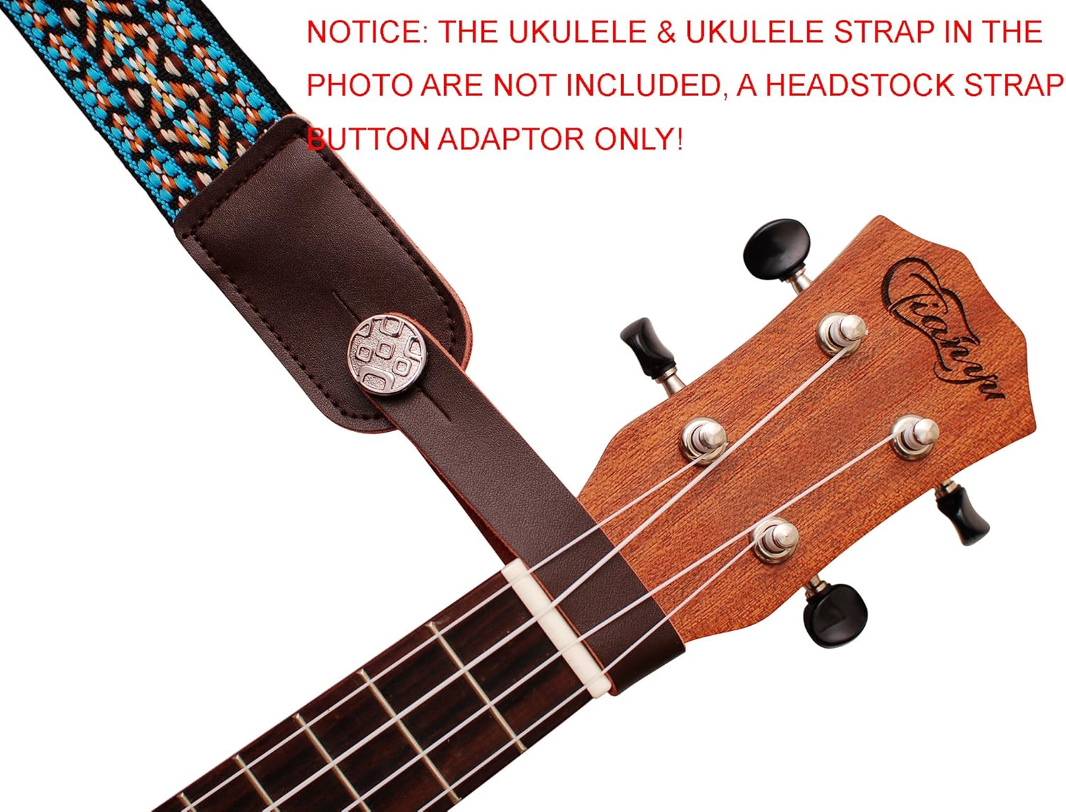 Music First Ukulelengurt, Echtleder, KopfplattenAdapter, für Ukulele