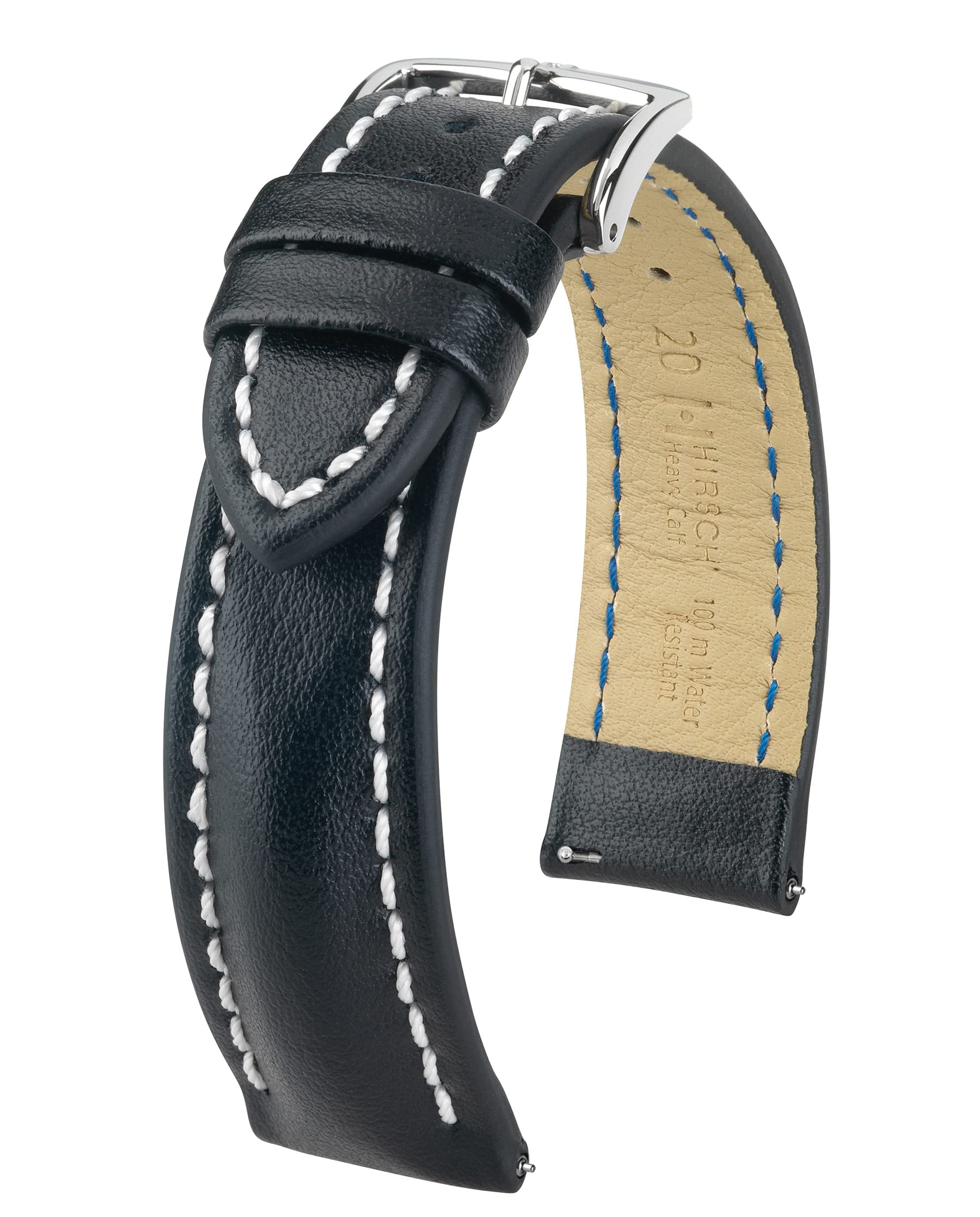 Hirsch Heavy Calf Black Leather Watch Strap 22mm